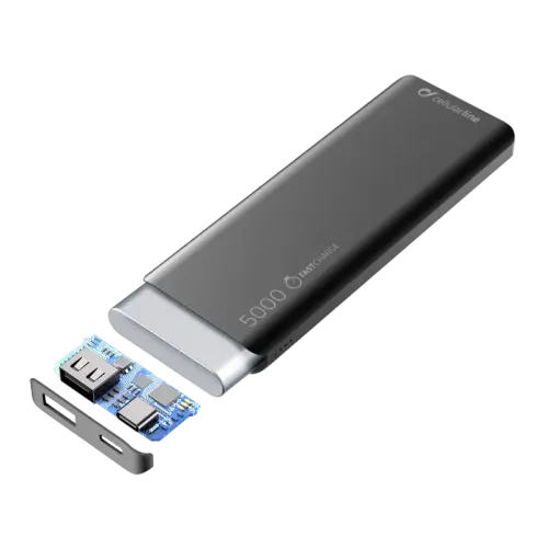Acumulator extern Cellularline FreePower Slim 5000, 5mAh, Negru