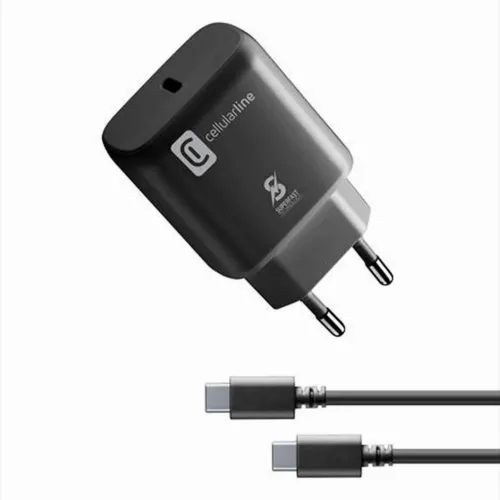 Wall Charger Cellularline, + Type-C-C to Type-C, 25W, Black