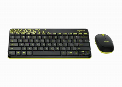 Set Tastatură + Mouse Logitech MK240, Fără fir, Negru/Galben