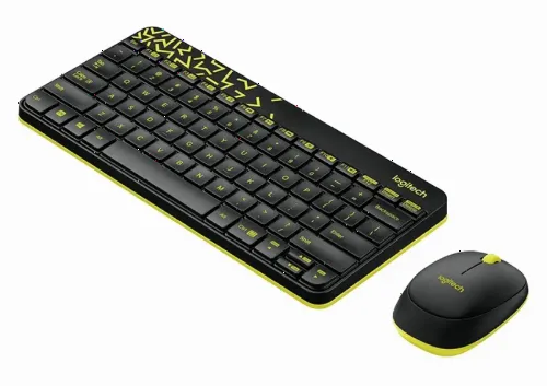 Set Tastatură + Mouse Logitech MK240, Fără fir, Negru/Galben