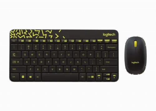 Set Tastatură + Mouse Logitech MK240, Fără fir, Negru/Galben