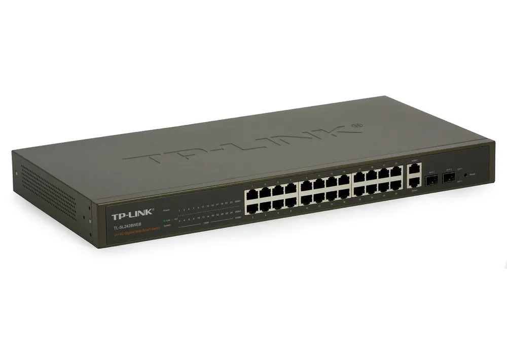 Switch de rețea TP-LINK TL-SL2428WEB, 24x 10/100 Mbps, 2x 10/100/1000 Mbps, 2x SFP