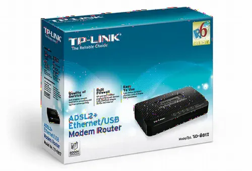 Modem ADSL TP-LINK TD-8817, ADSL/ADSL2/ADSL2 + până la 24 Mbps, Negru