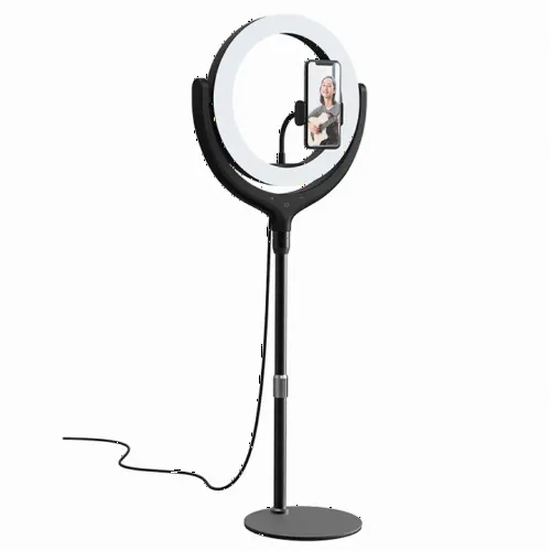 Selfie Stick Devia Holder with LED lamp, Negru