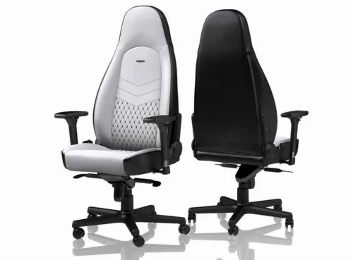 Scaun Gaming Noblechairs Icon, PU Piele, Alb/Negru