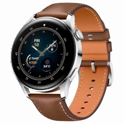 Умные часы Huawei WATCH 3, 46мм, Корпус Stainless Steel с Коричневым кожаным ремешком