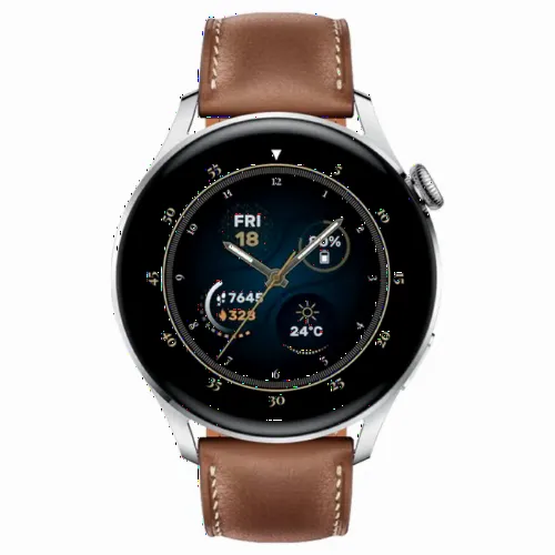 Умные часы Huawei WATCH 3, 46мм, Корпус Stainless Steel с Коричневым кожаным ремешком