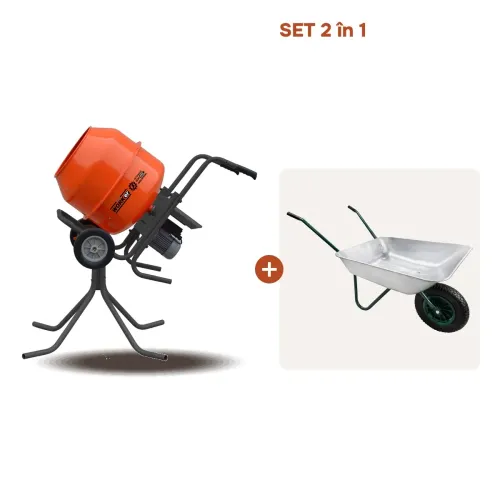 Set Betoniera TECHNOWORKER 180 L (Reductor, Motor cupru) + stativ  + Roaba LUMAG 85 L Cadou