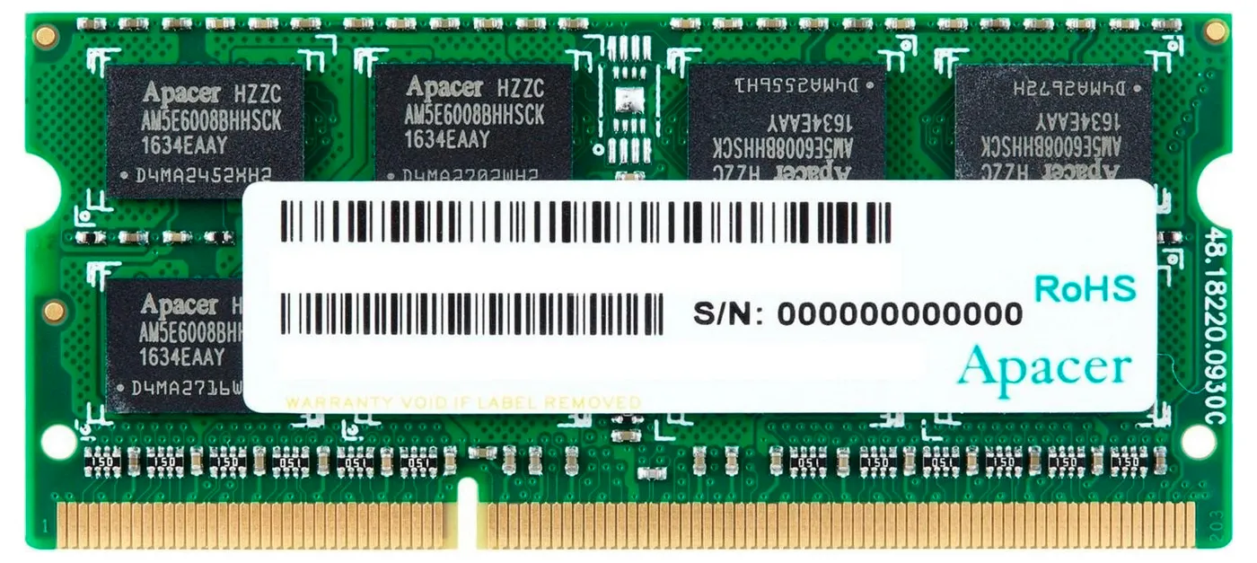 Оперативная память Apacer AS08GFA60CATBGJ, DDR3 SDRAM, 1600 МГц, 8Гб, AS08GFA60CATBGJ