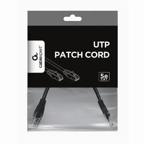 Patch cord Cablexpert PP12-0.25M, CAT5e UTP, 0,25m, Negru
