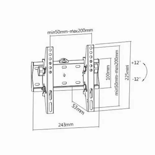 Suport înclinat pe perete Gembird WM-42T-02, Negru