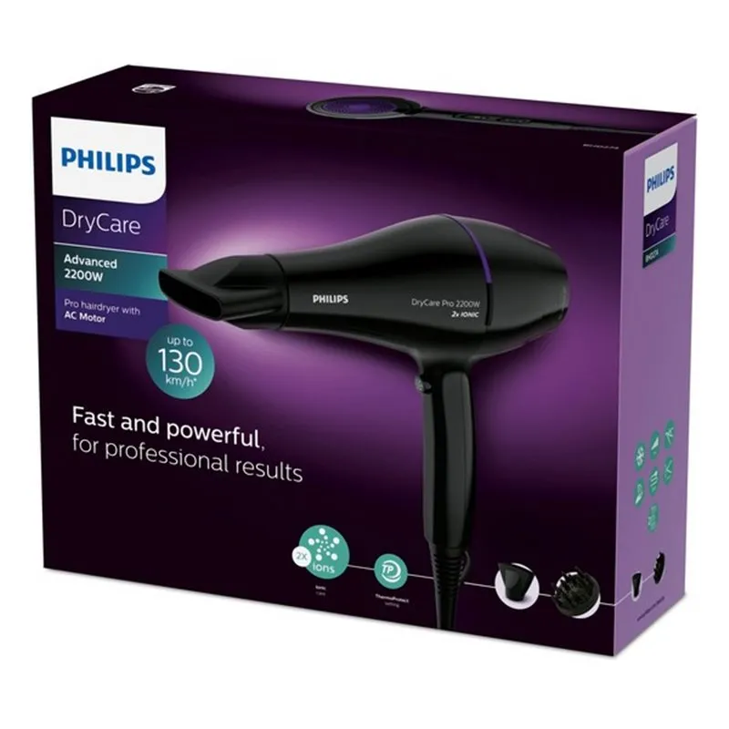 Uscător de păr Philips BHD274/00, 2200 W, Negru