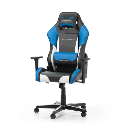 Игровое кресло DXRacer Drifting, Искусственная кожа, Чёрный/Белый/Синий