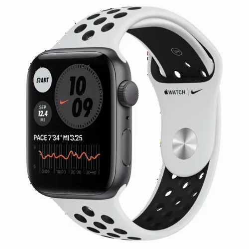 Умные часы Apple Watch SE MYYH2, 44мм, Алюминиевый корпус со спортивным ремешком Nike Pure Platinum/Black