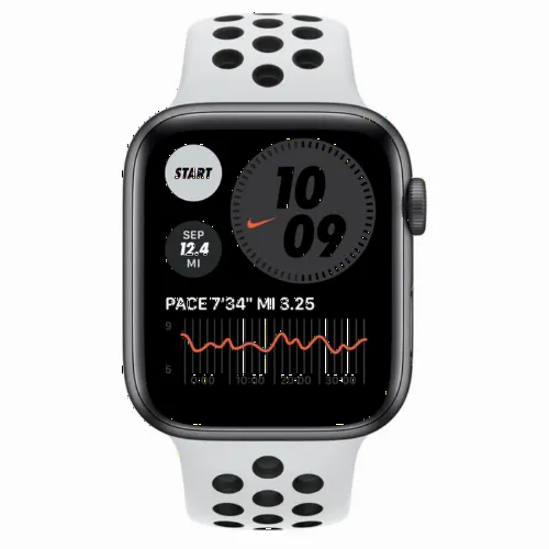 Умные часы Apple Watch SE MYYH2, 44мм, Алюминиевый корпус со спортивным ремешком Nike Pure Platinum/Black