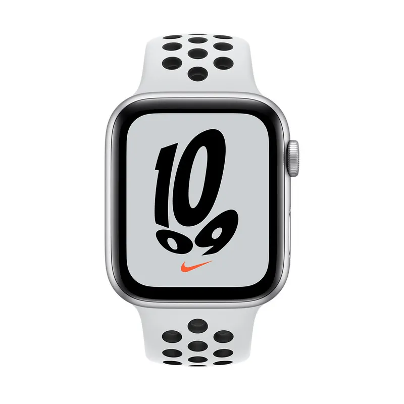 Умные часы Apple Watch SE MKQ73, 44мм, Алюминиевый корпус с спортивным ремешком Pure Platinum/Black Nike