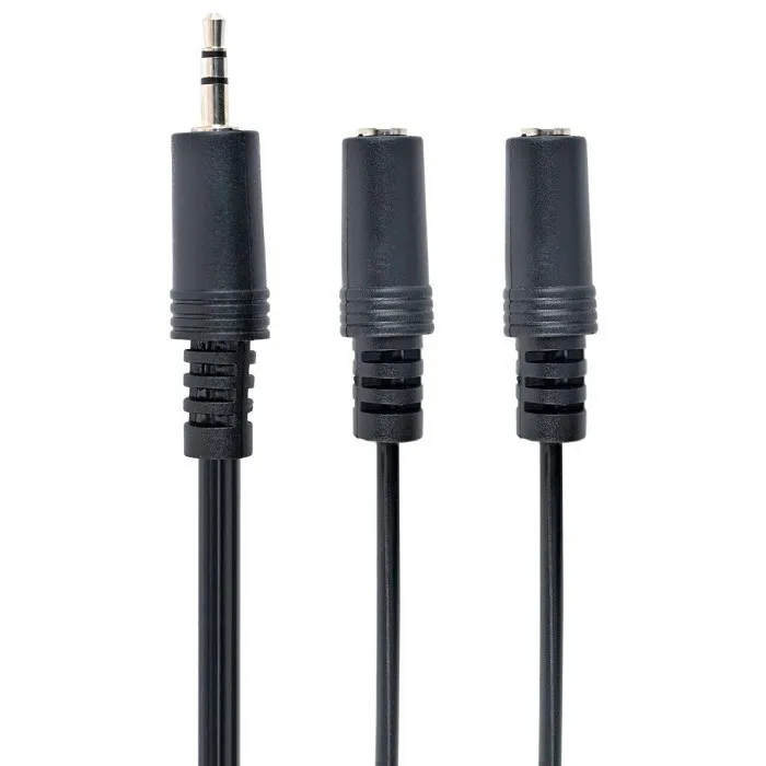 Аудиокабель Cablexpert CCA-415, 3.5mm 3-pin (M) - 2x 3.5mm 3-pin (F), 5м, Чёрный