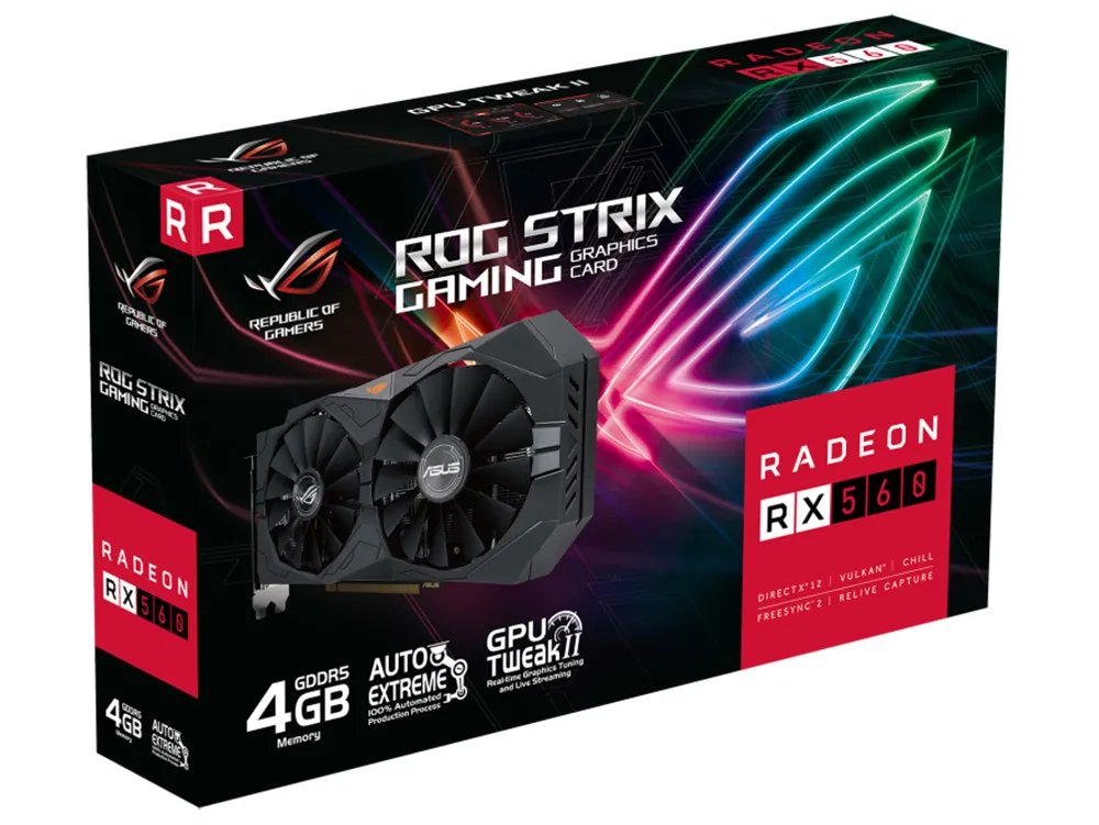 Placă Video ASUS ROG-STRIX-RX560-4G-V2-GAMING,  4GB GDDR5 128bit