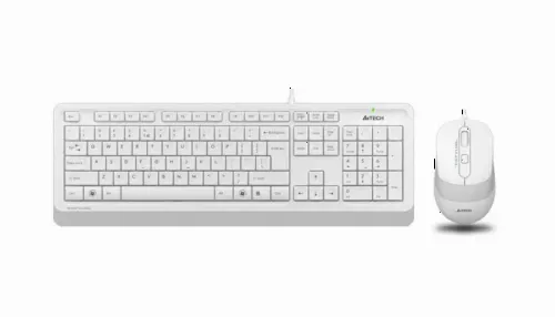 Set Tastatură + Mouse A4Tech F1010, Cu fir, Alb/Gri