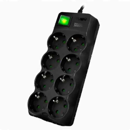 Prelungitor electric SVEN SV-021726, 8 Prize, 5m, Negru