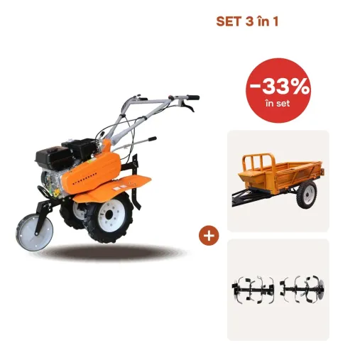 SET Motocultor TECHNOWORKER HB 700 N + freza (VOR57410) + remorca RK500