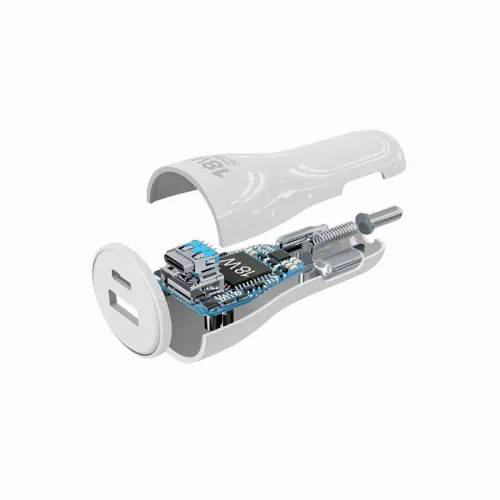 Автомобильное зарядное устройство Cellularline USB-C Car Charger Dual Kit, 18Вт, Белый