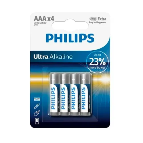 Батарея Philips LR03, 1.5V, AAAx4Buc/ ultra alcaline