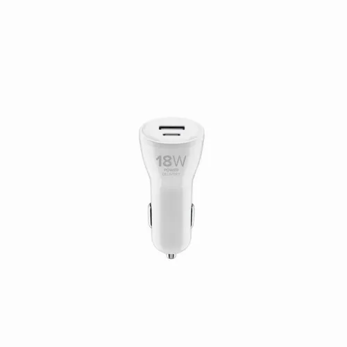 Автомобильное зарядное устройство Cellularline USB-C Car Charger Dual Kit, 18Вт, Белый