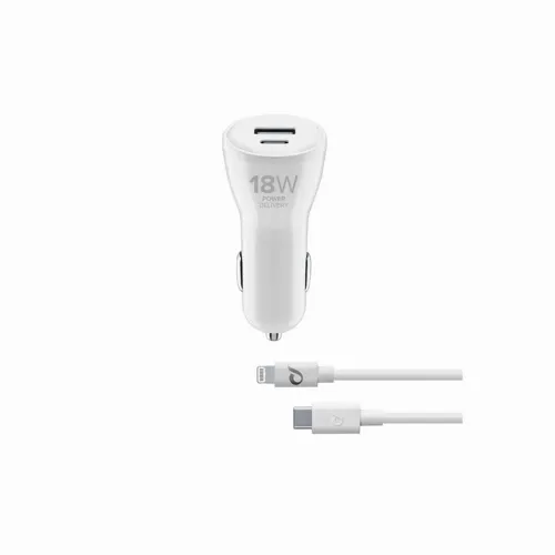 Автомобильное зарядное устройство Cellularline USB-C Car Charger Dual Kit, 18Вт, Белый
