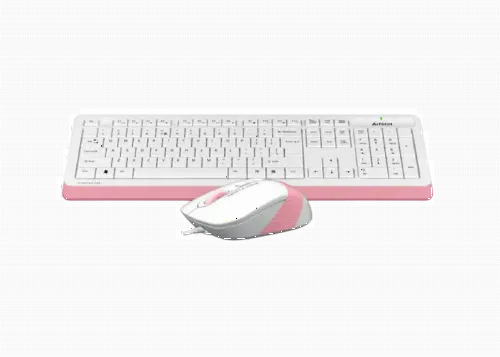 Set Tastatură + Mouse A4Tech F1010, Cu fir, Alb/Roz
