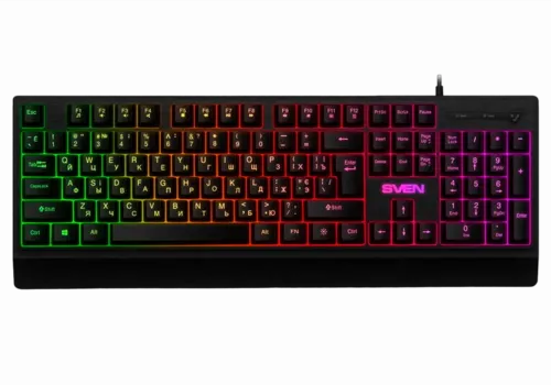 Gaming Keyboard SVEN KB-C7150EL, Multicolored backlit, 12 Fn keys, Black, USB