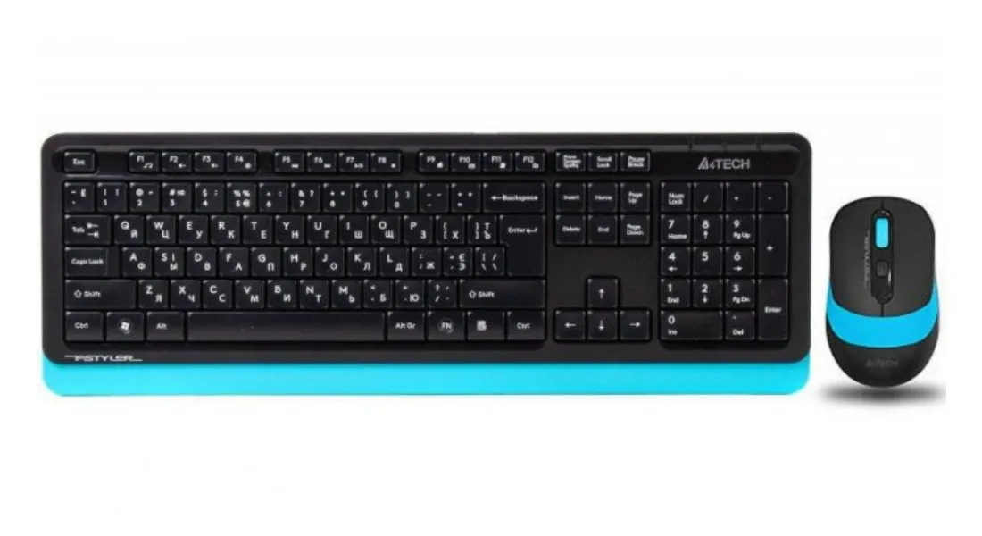 Set Tastatură + Mouse A4Tech F1010, Cu fir, Negru/Albastru