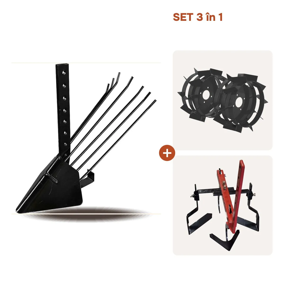SET Plug cartofi+ roti metal motocultor + cultivator