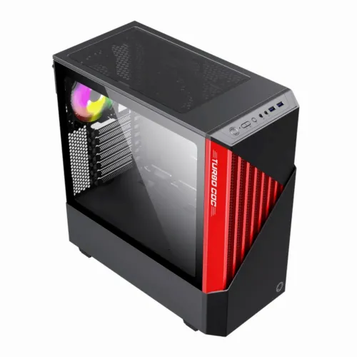 Компьютерный корпус Gamemax Contac COC, Midi-Tower, ATX, Черный/Красный