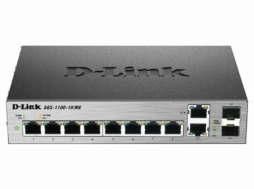 Switch de rețea D-Link DGS-1100-10/ME, 8x 10/100/1000 Mbps