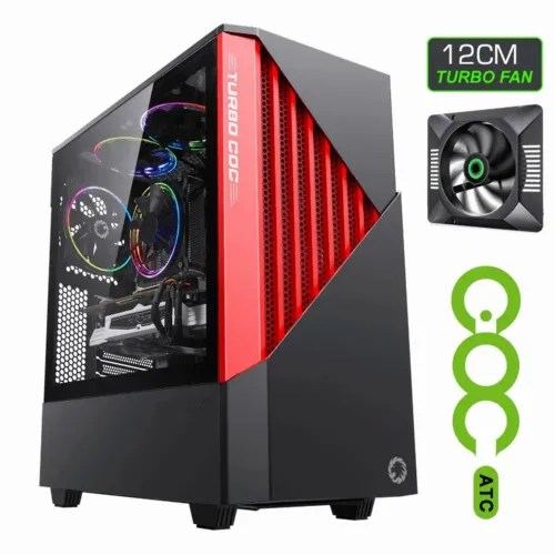 Компьютерный корпус Gamemax Contac COC, Midi-Tower, ATX, Черный/Красный