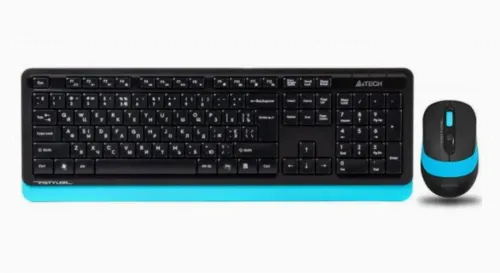 Set Tastatură + Mouse A4Tech F1010, Cu fir, Negru/Albastru
