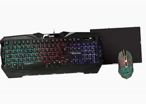 Set Tastatură + Mouse + Mouse Pad QUMO Solaris, Cu fir, Negru