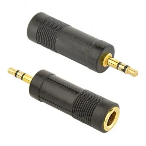 Аудио адаптер Cablexpert A-6.35F-3.5M, 6.35mm 3-pin (F) - 3.5mm 3-pin (M), Чёрный