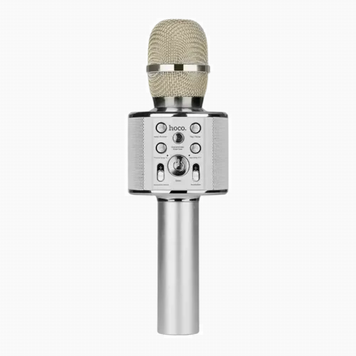 Microfon Karaoke Hoco BK3, Fără fir, Argintiu
