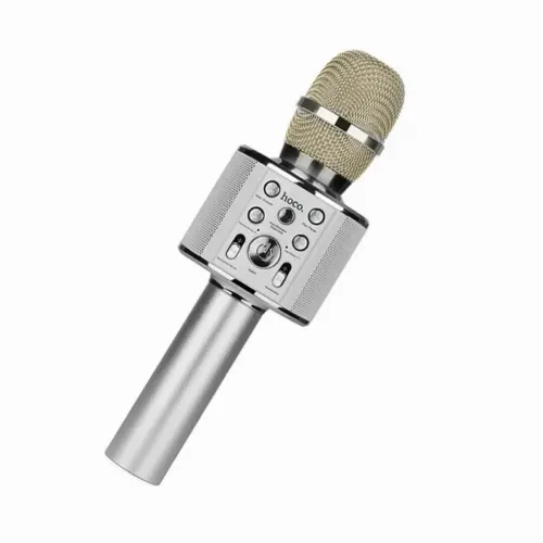 Microfon Karaoke Hoco BK3, Fără fir, Argintiu