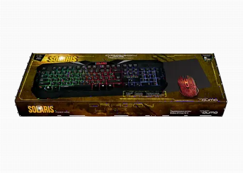 Set Tastatură + Mouse + Mouse Pad QUMO Solaris, Cu fir, Negru