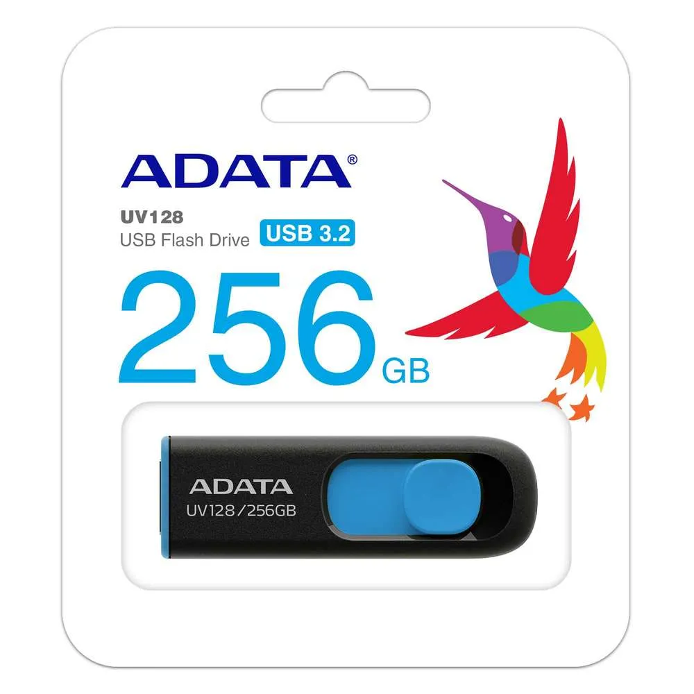 USB Flash накопитель ADATA UV128, 128Гб, Черный/Синий