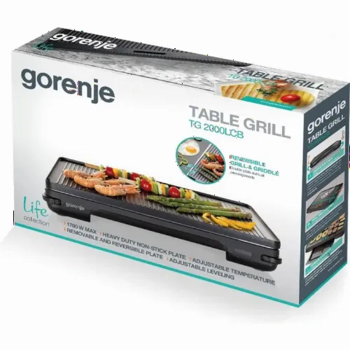 Электрический Гриль Gorenje TG2000LCB, 1800 Вт, Чёрный
