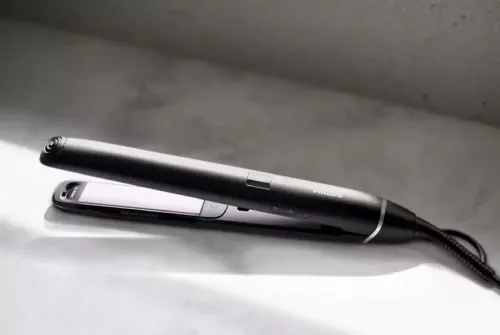 Placă de îndreptat părul Philips StraightCare Sublime Ends BHS677/00, Negru