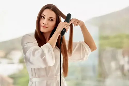 Placă de îndreptat părul Philips StraightCare Sublime Ends BHS677/00, Negru