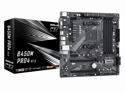 Placă de bază ASRock B450M PRO4 R2.0, AM4, AMD B450, Micro-ATX