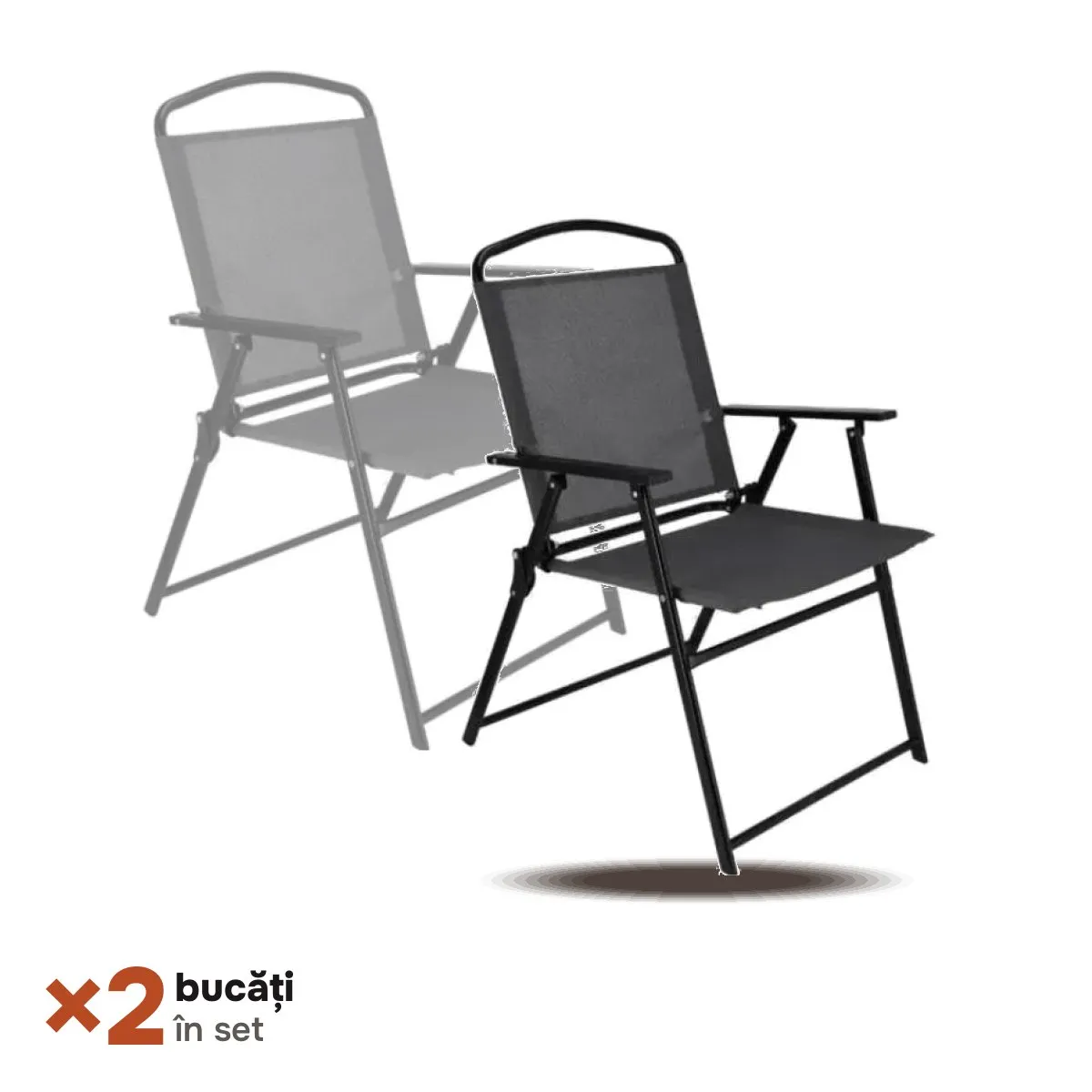 TikTok Scaun pliabil WALTZ (negru) 2 BUC SET