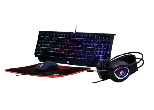 Set Tastatură + Mouse + Mouse Pad + Căști Gembird GGS-UMGL4-01-RU, Cu fir, Negru