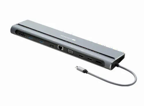 Docking Station Canyon DS-9, 14-in-1, 2xType-C, 3xUSB, 2xHDM, 1xDP,1xVGA,1xLAN, SD, TF, 1x3.5mm